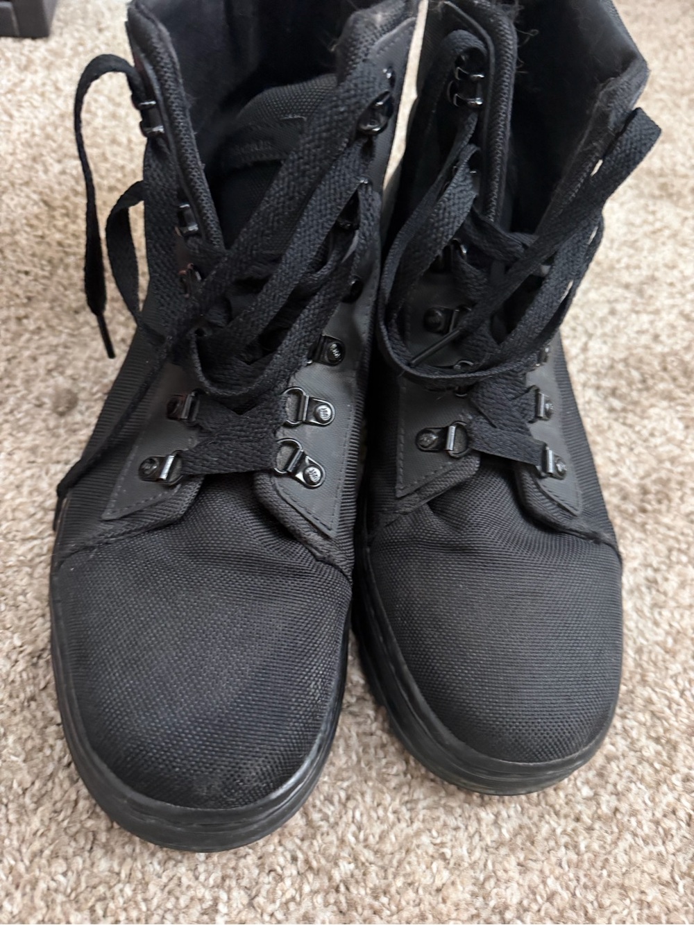 Dr. Martens Black Canvas and Leather Combat Boots